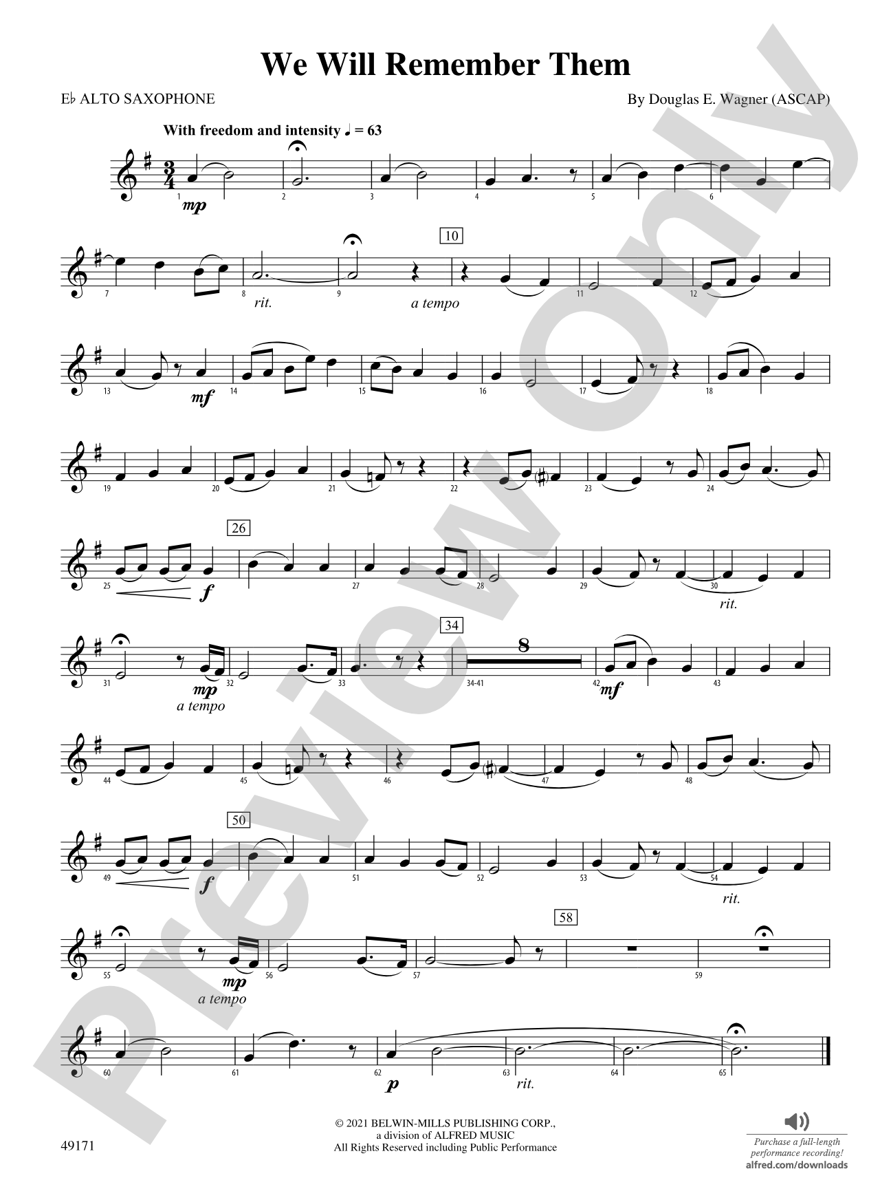 We Will Remember Them: E-flat Alto Saxophone