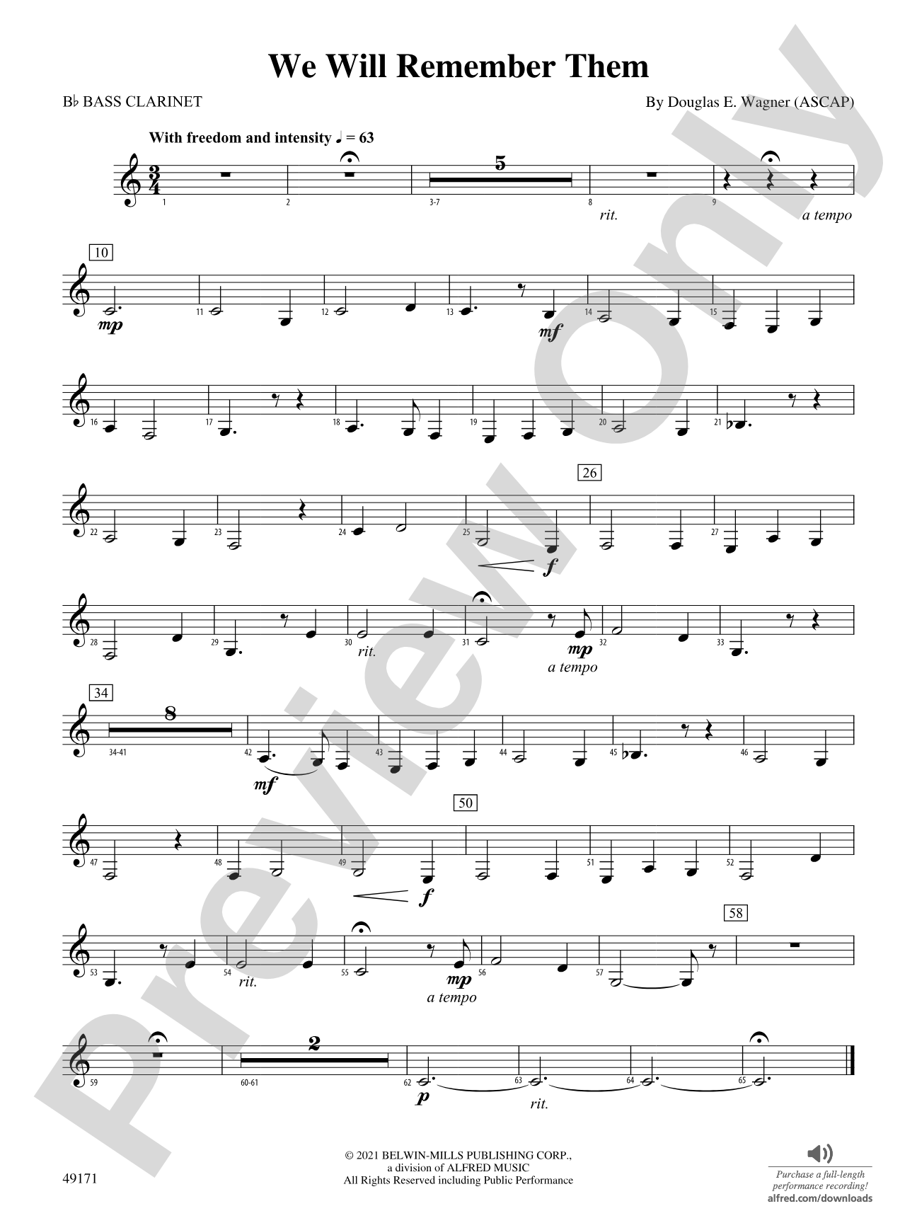 We Will Remember Them: B-flat Bass Clarinet