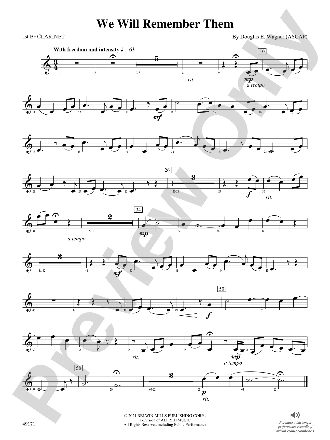 We Will Remember Them: 1st B-flat Clarinet