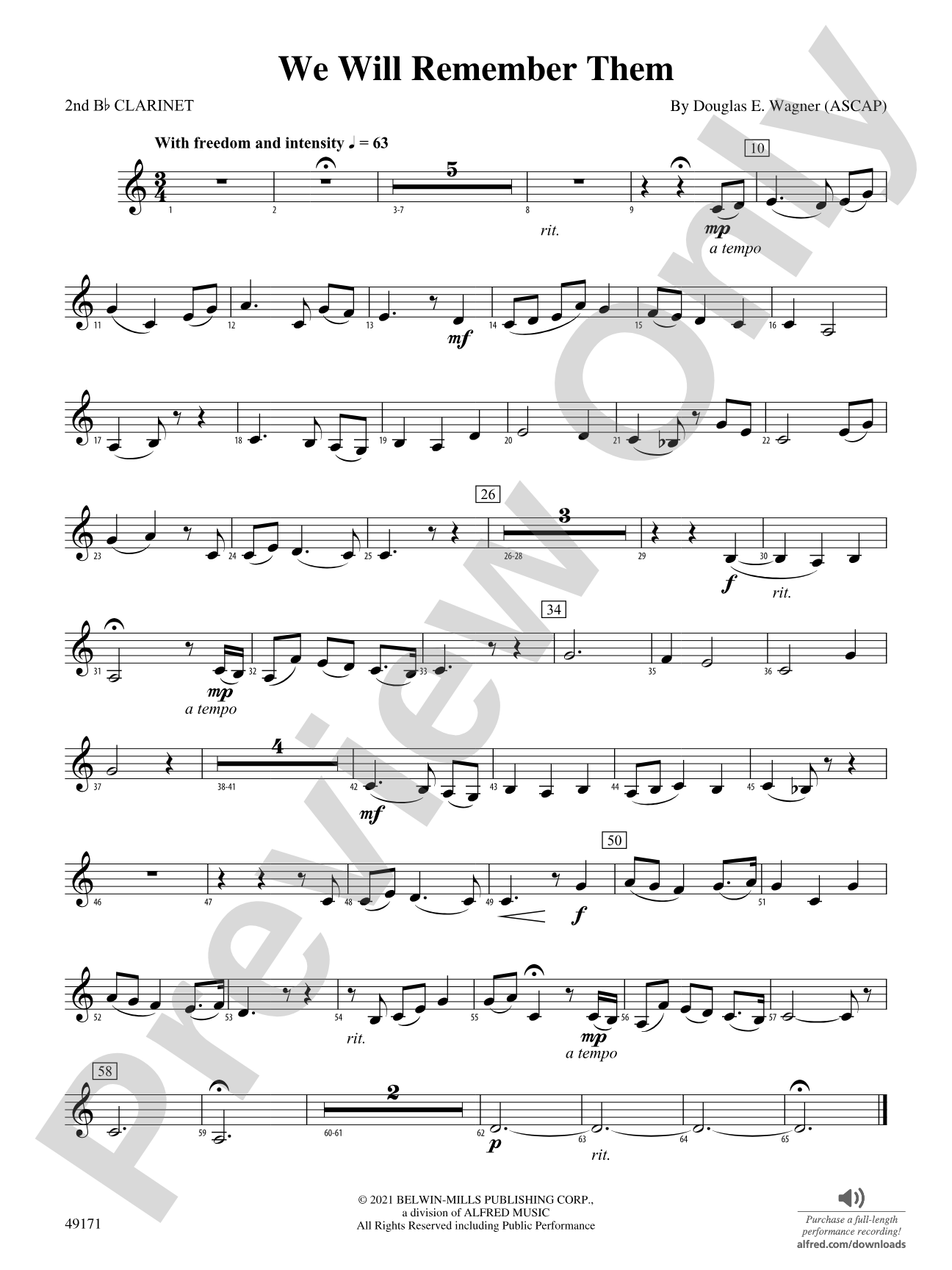 We Will Remember Them: 2nd B-flat Clarinet