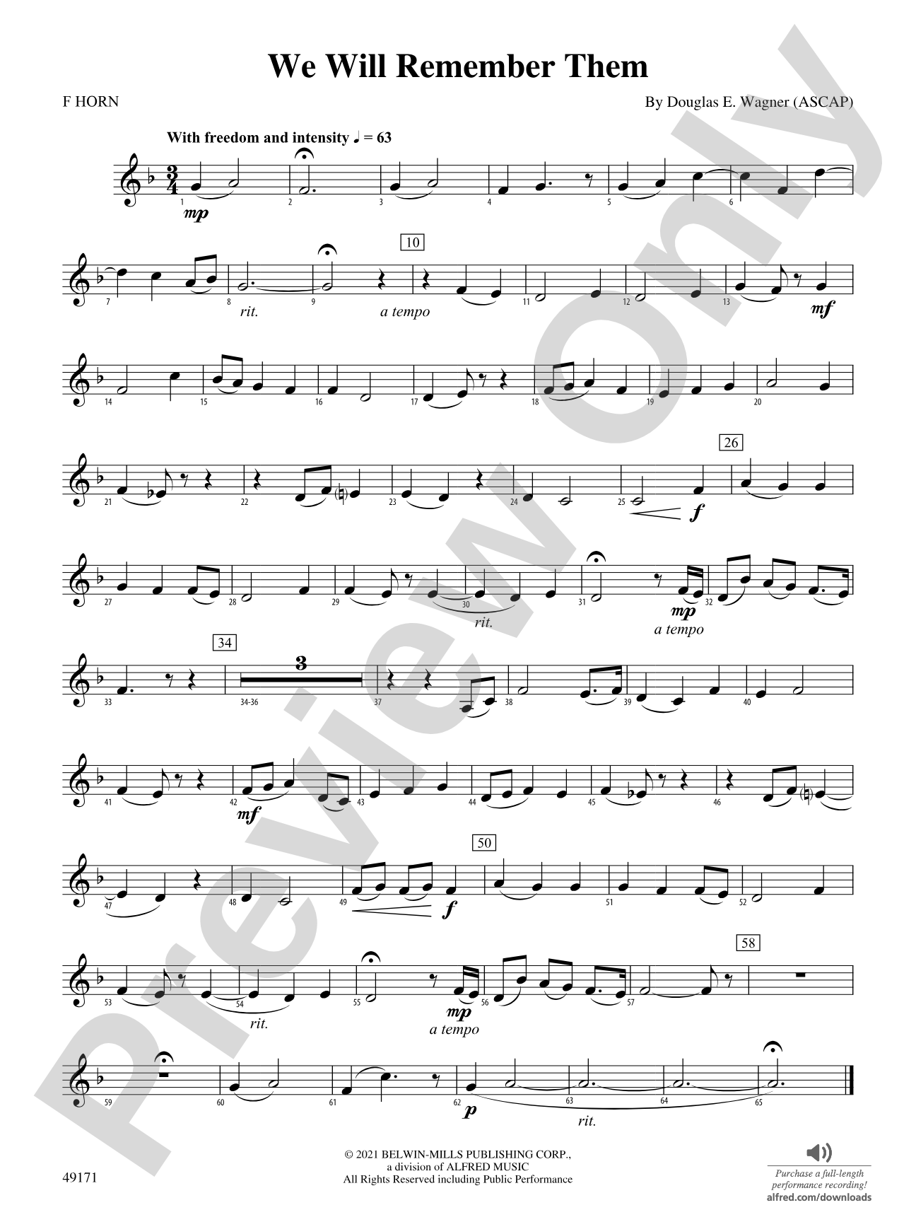 We Will Remember Them: 1st F Horn