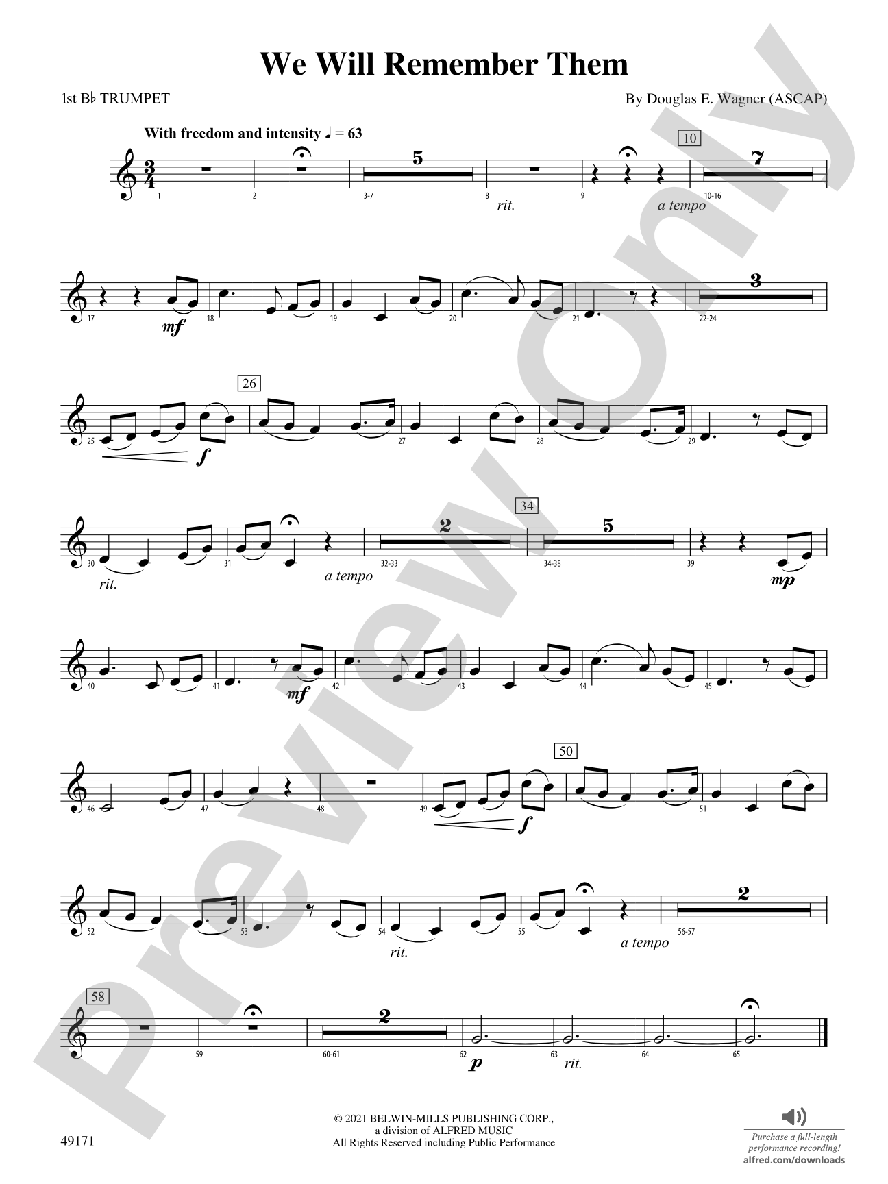 We Will Remember Them: 1st B-flat Trumpet
