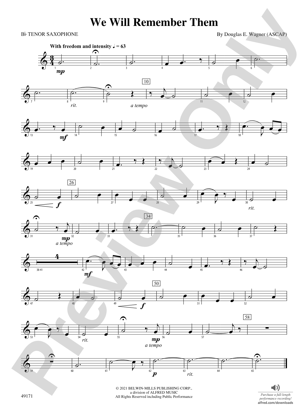 We Will Remember Them: B-flat Tenor Saxophone