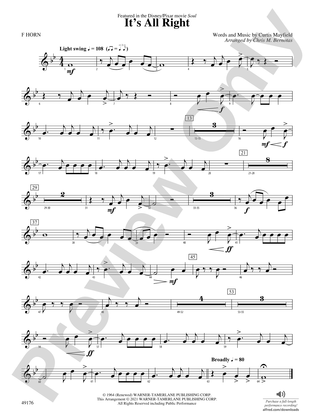 It's All Right: 1st F Horn