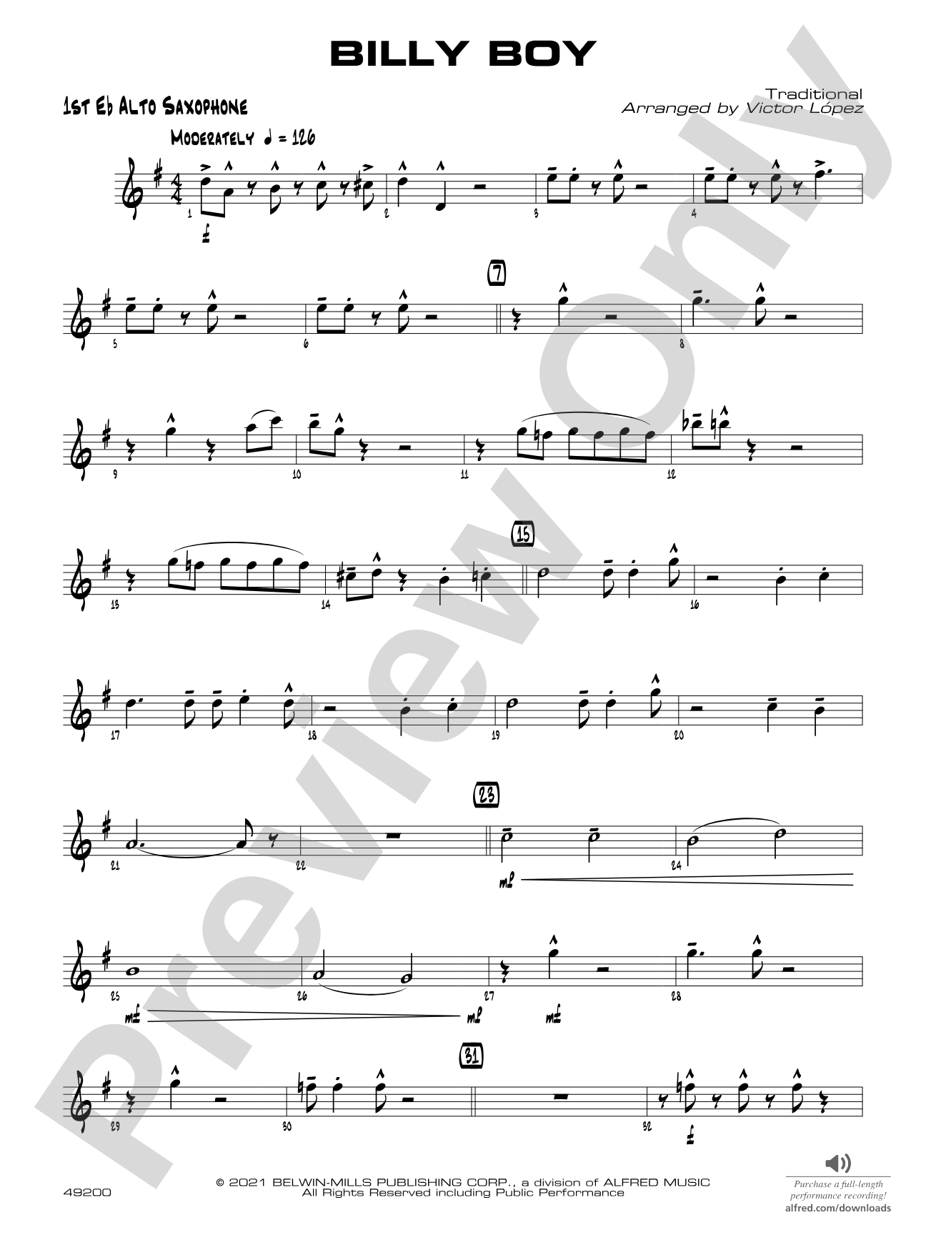 Billy Boy: E-flat Alto Saxophone