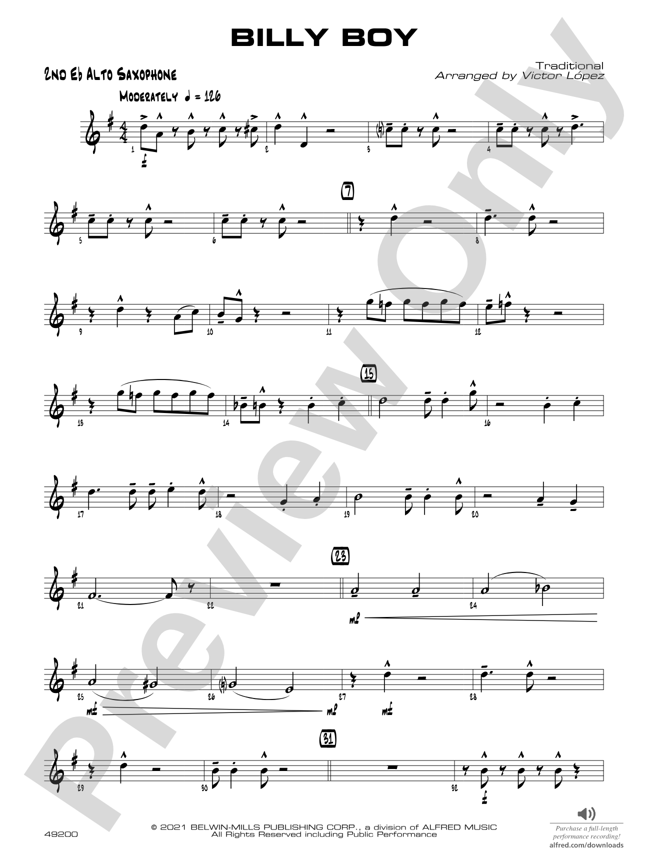 Billy Boy: 2nd E-flat Alto Saxophone
