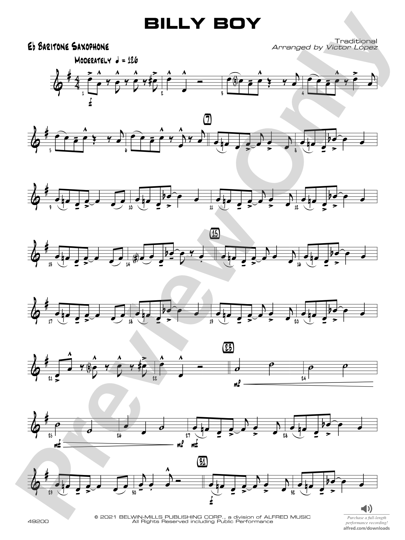 Billy Boy: E-flat Baritone Saxophone