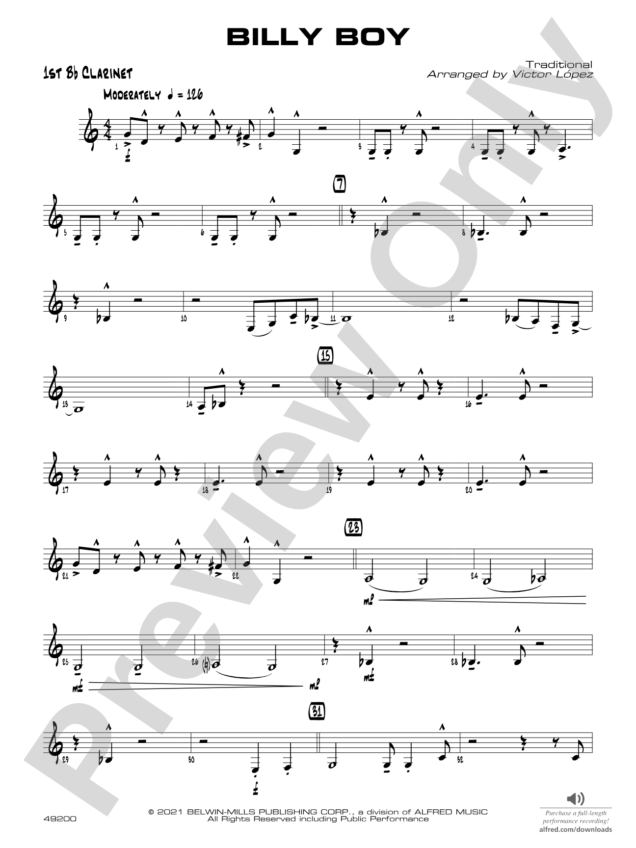 Billy Boy: 1st B-flat Clarinet