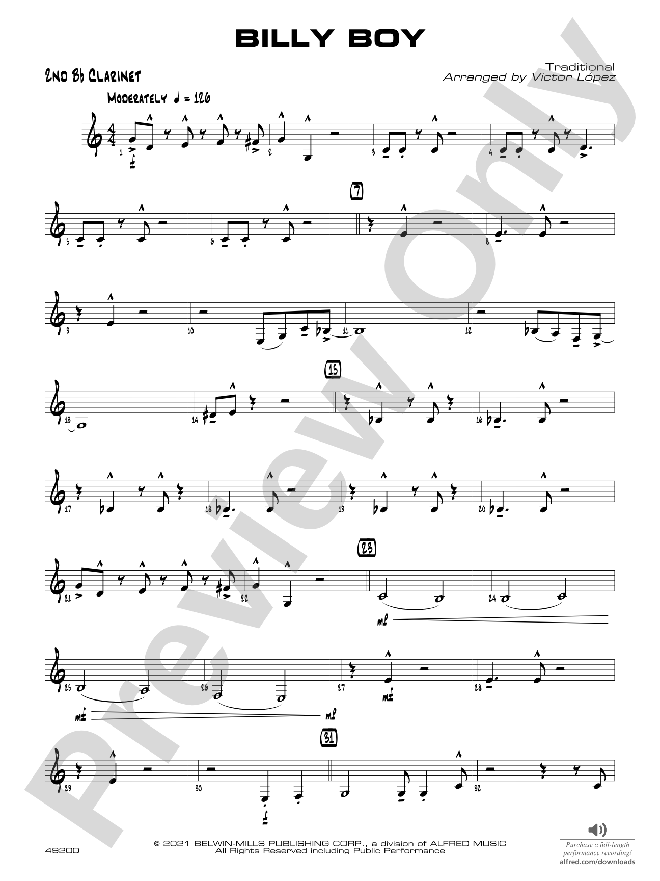 Billy Boy: 2nd B-flat Clarinet