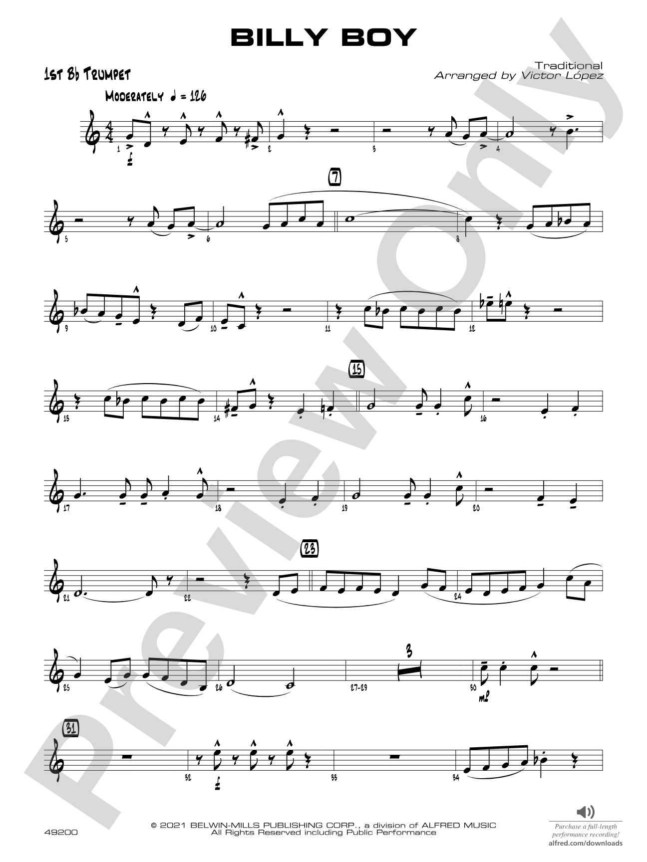 Billy Boy: 1st B-flat Trumpet