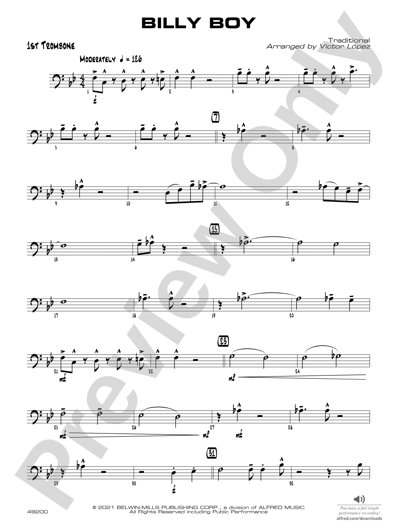 Billy Boy: 1st Trombone