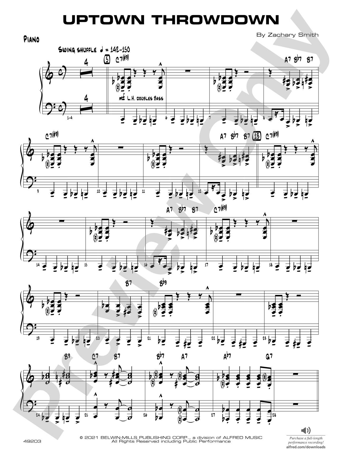 Uptown Throwdown: Piano Accompaniment