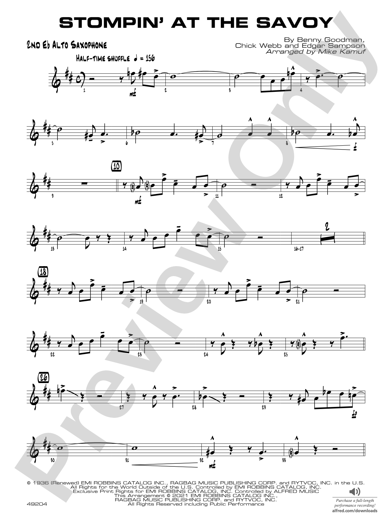 Stompin' at the Savoy: 2nd E-flat Alto Saxophone