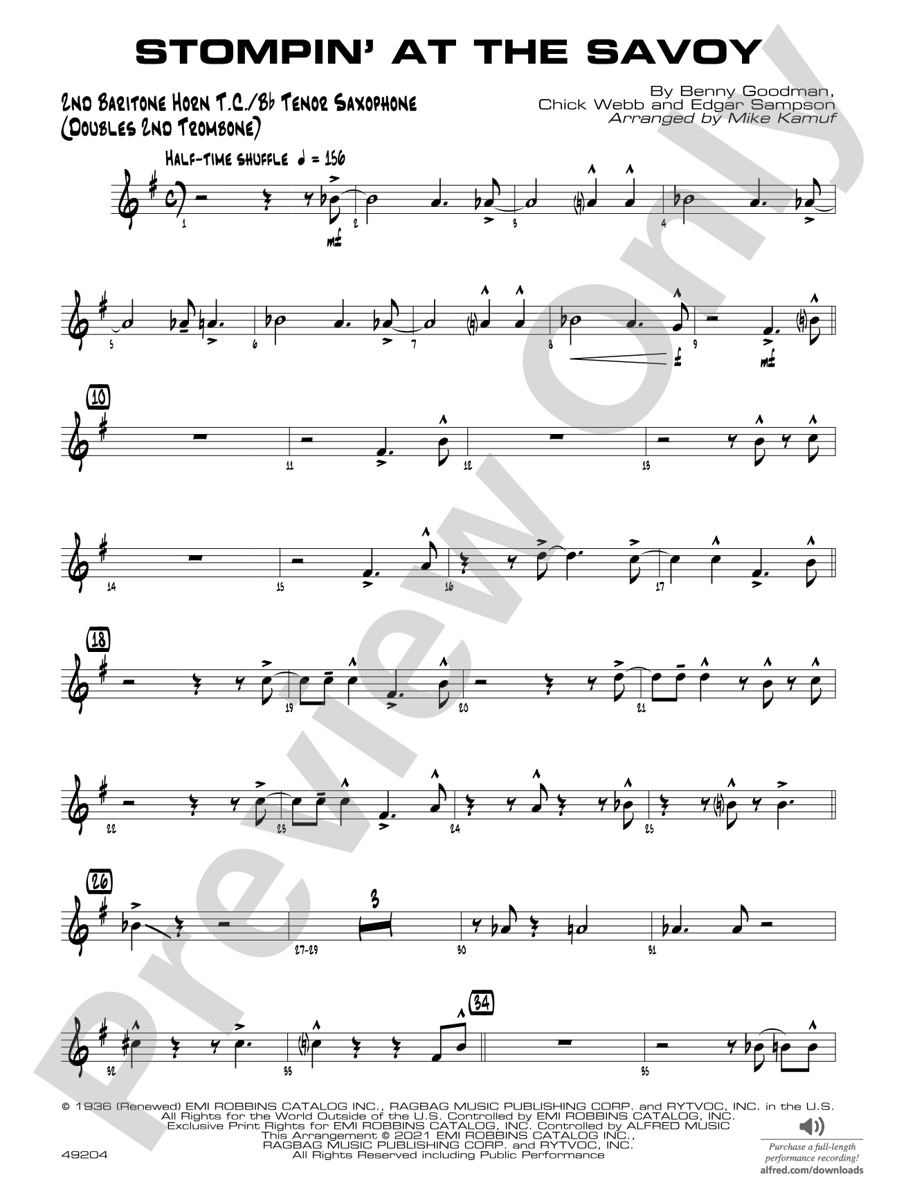 Stompin' at the Savoy: 2nd Baritone T.C.