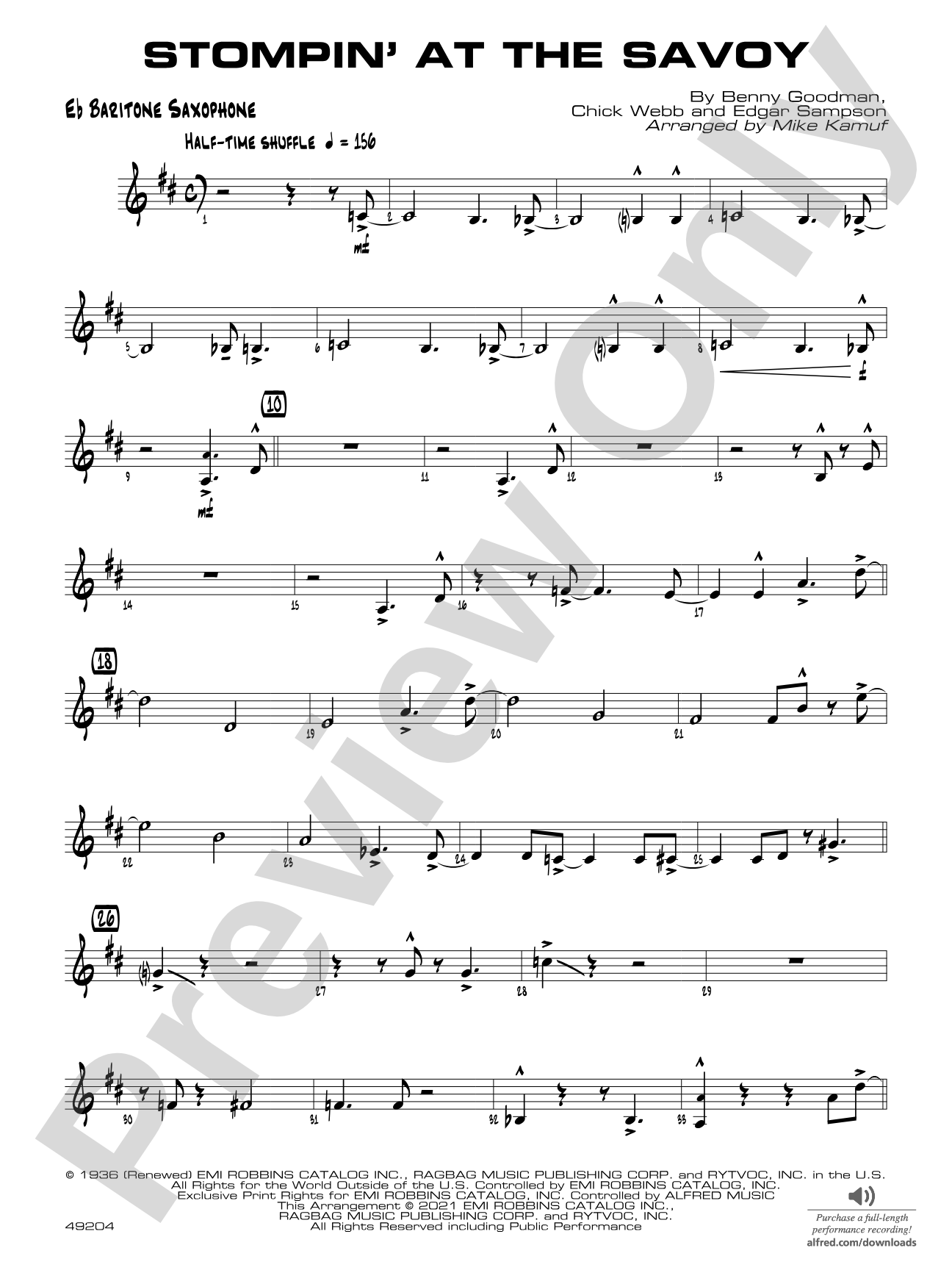 Stompin' at the Savoy: E-flat Baritone Saxophone