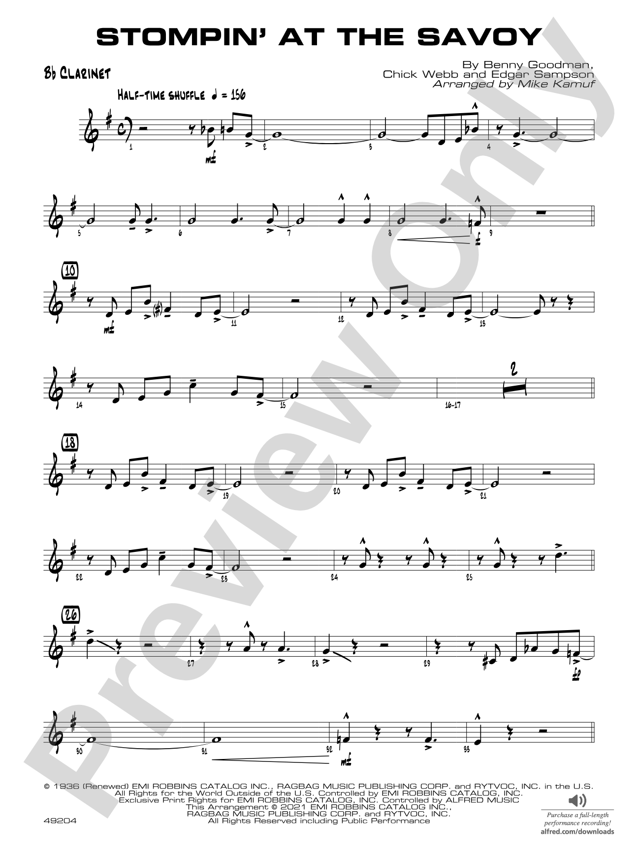 Stompin' at the Savoy: 1st B-flat Clarinet