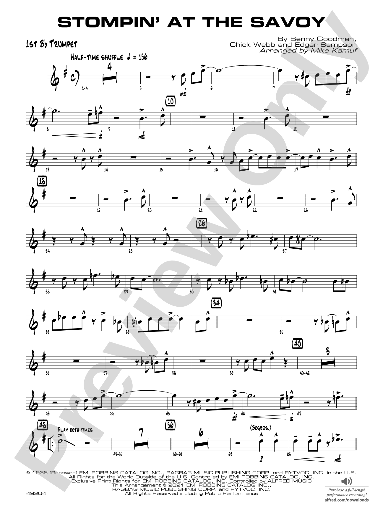 Stompin' at the Savoy: 1st B-flat Trumpet