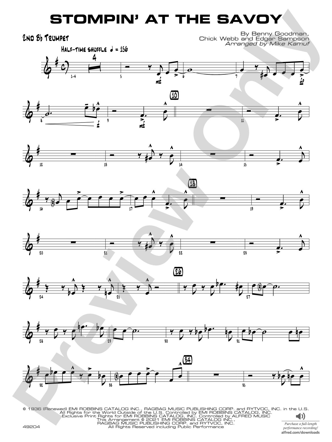 Stompin' at the Savoy: 2nd B-flat Trumpet