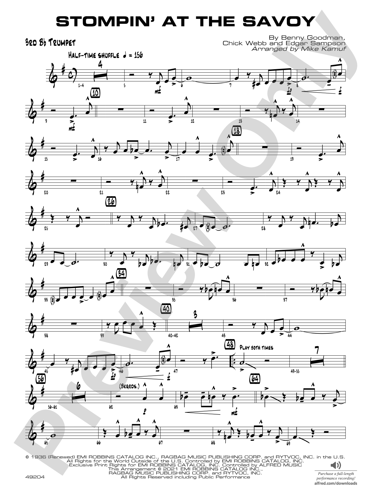 Stompin' at the Savoy: 3rd B-flat Trumpet