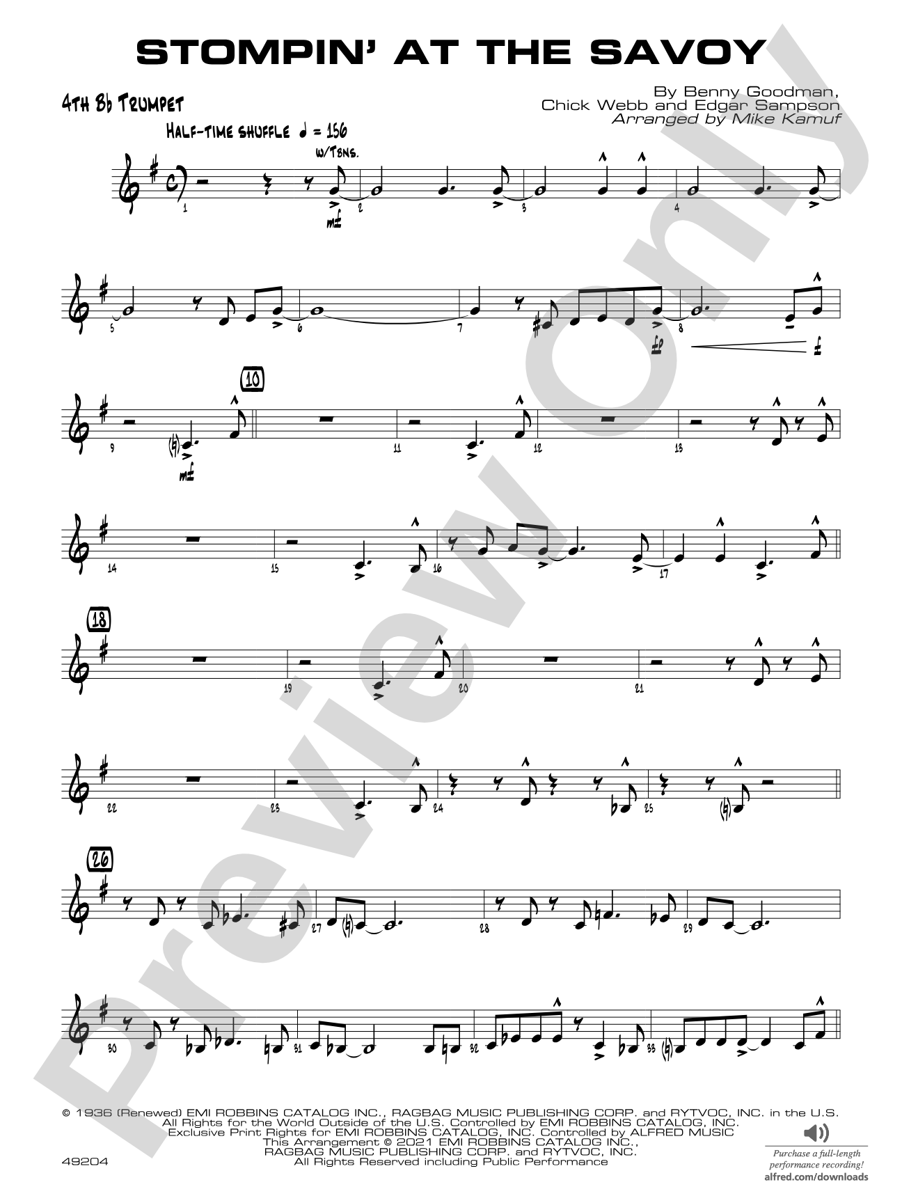 Stompin' at the Savoy: 4th B-flat Trumpet