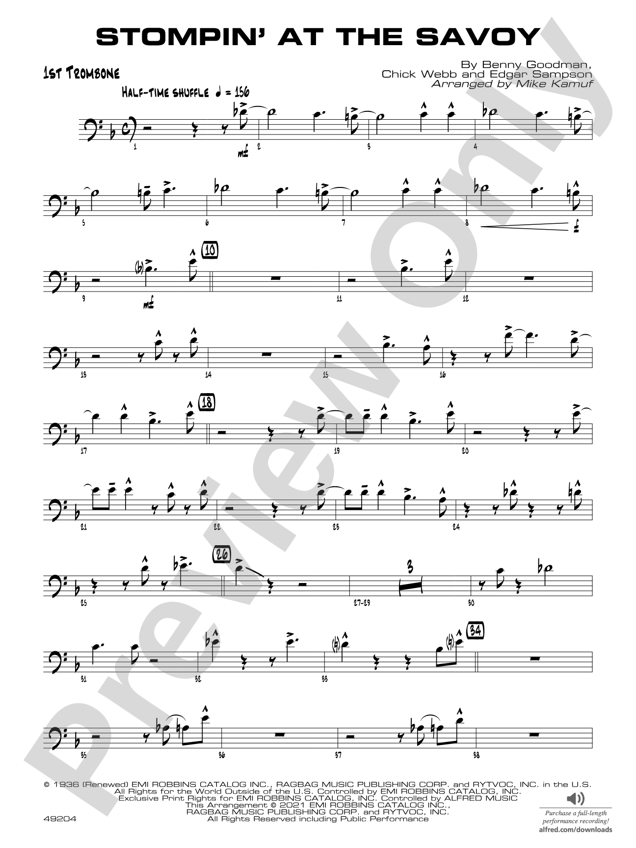 Stompin' at the Savoy: 1st Trombone