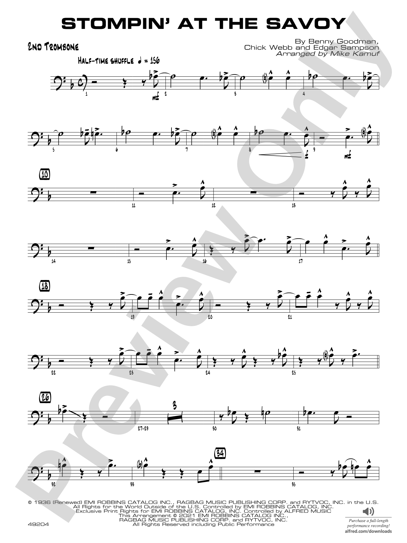 Stompin' at the Savoy: 2nd Trombone