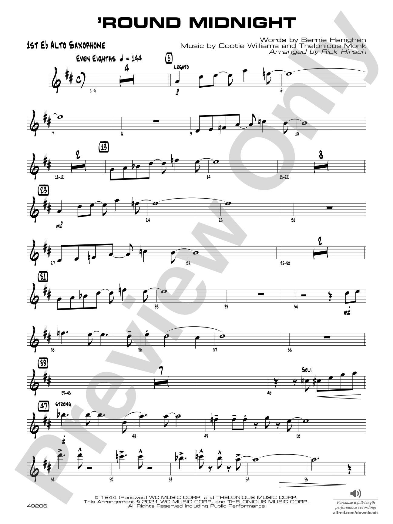 'Round Midnight: E-flat Alto Saxophone