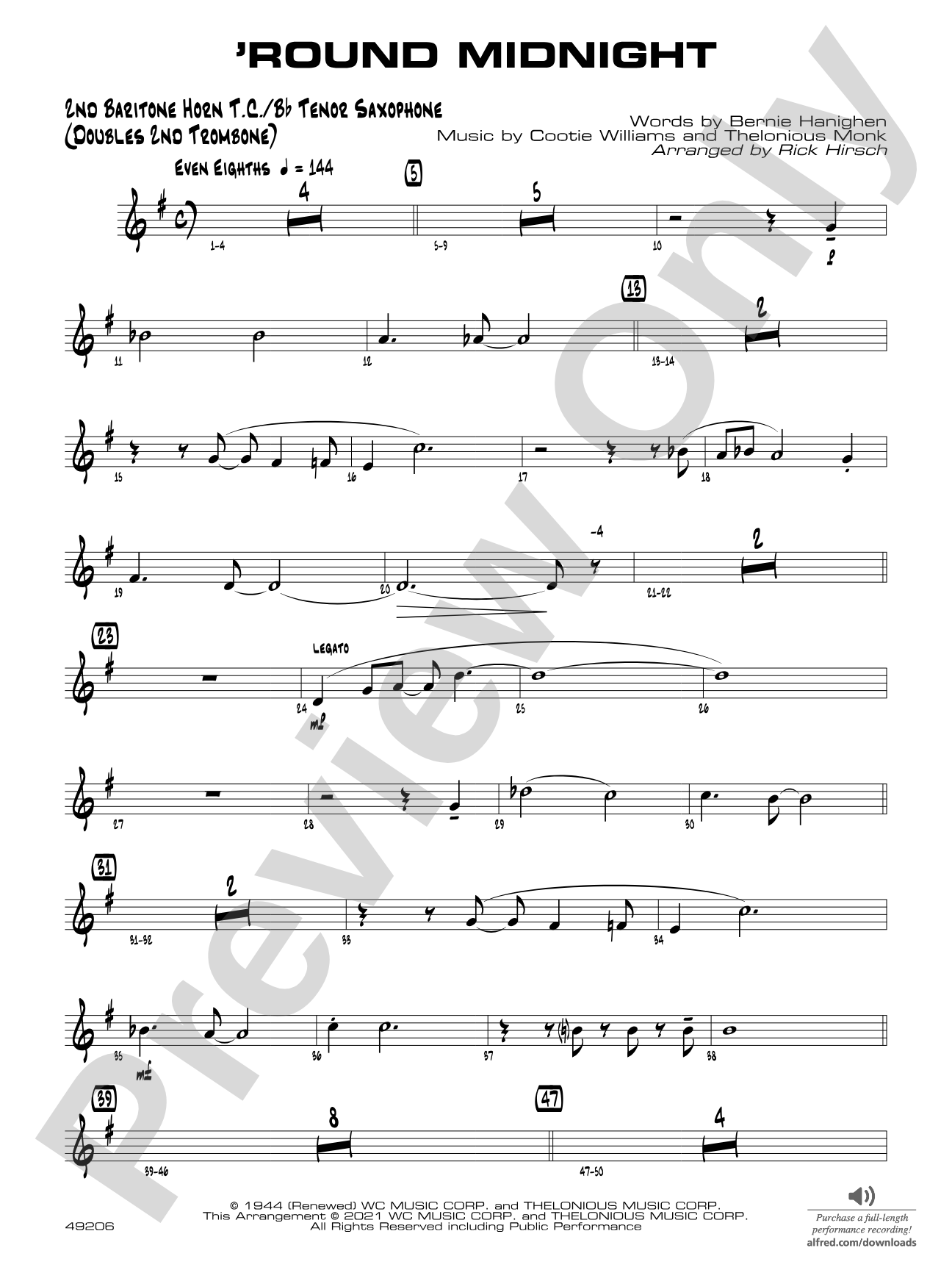 'Round Midnight: 2nd Baritone T.C.