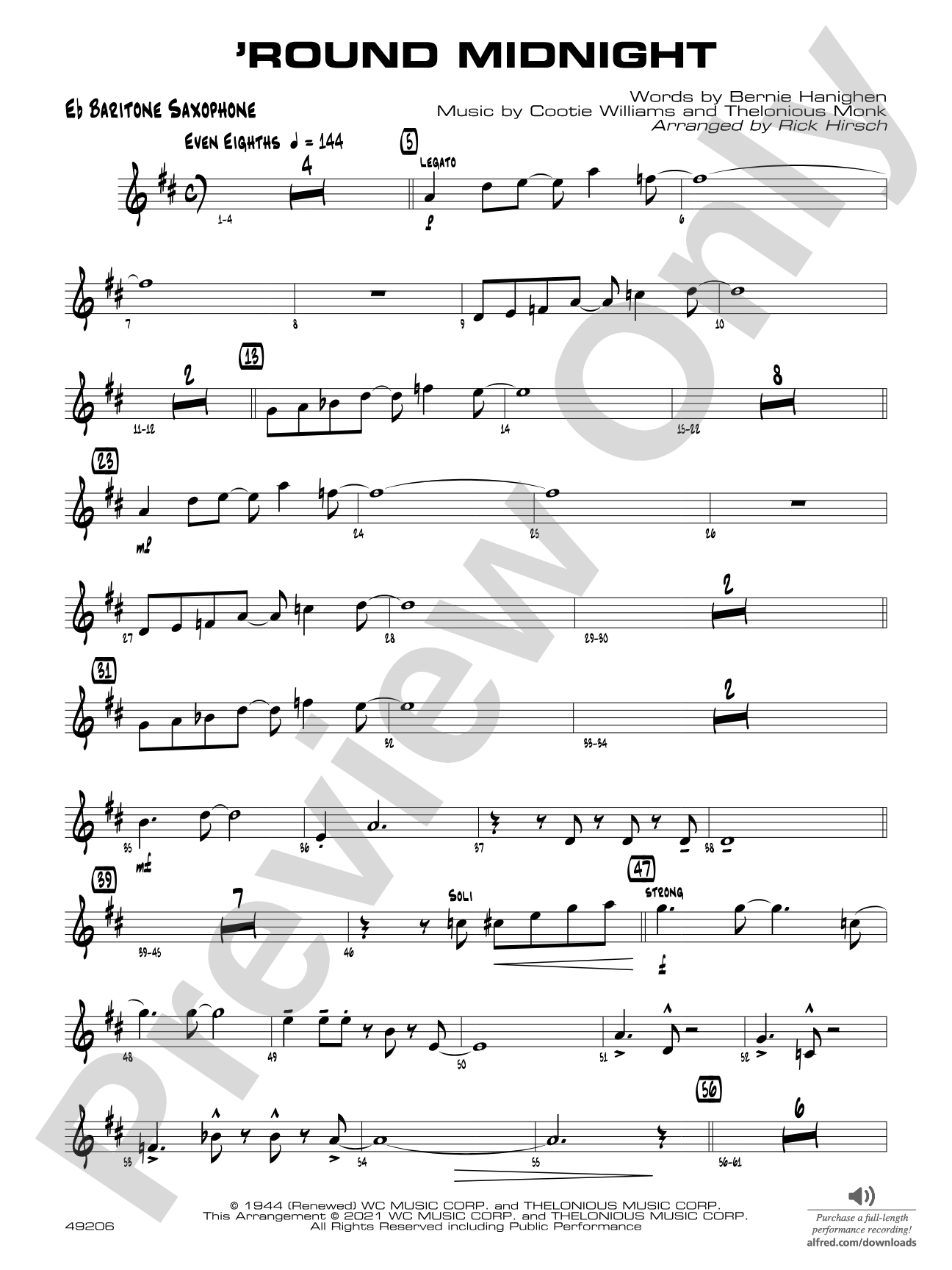 'Round Midnight: E-flat Baritone Saxophone