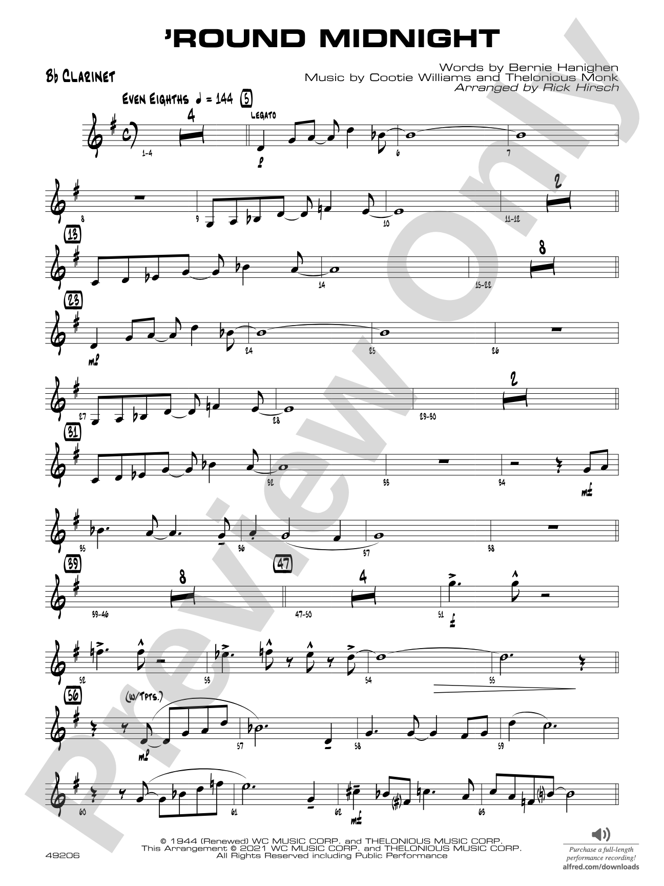 'Round Midnight: 1st B-flat Clarinet