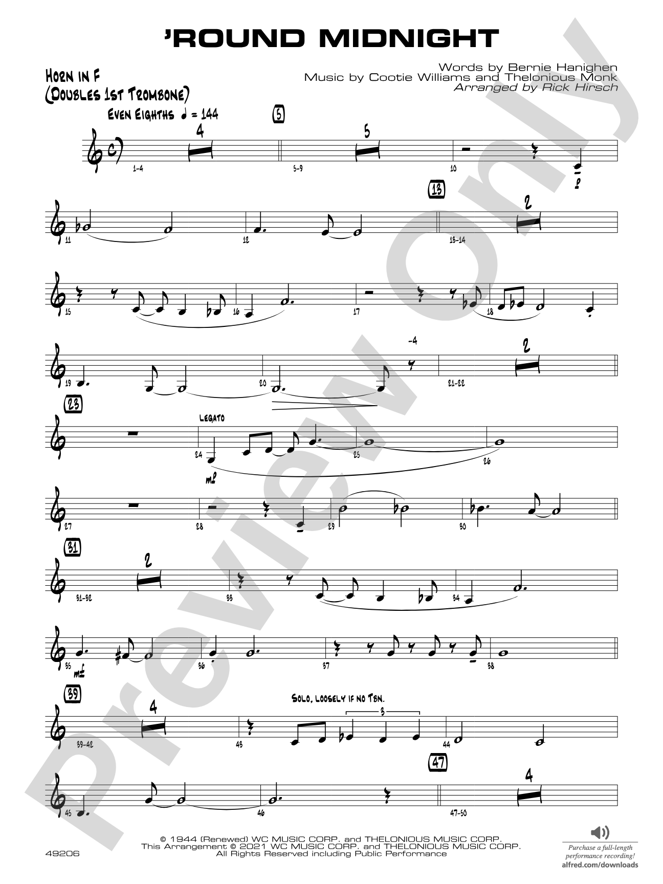 'Round Midnight: 1st F Horn