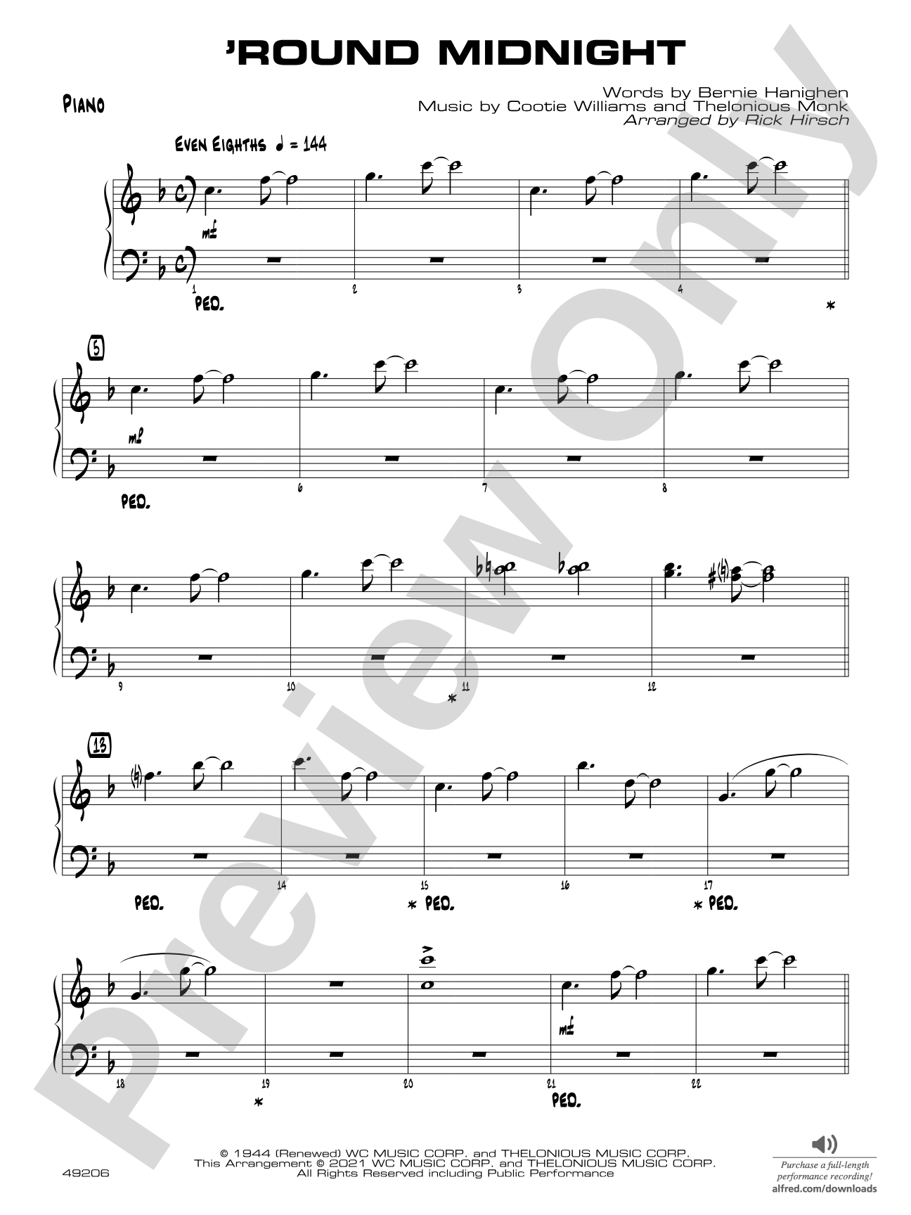 'Round Midnight: Piano Accompaniment