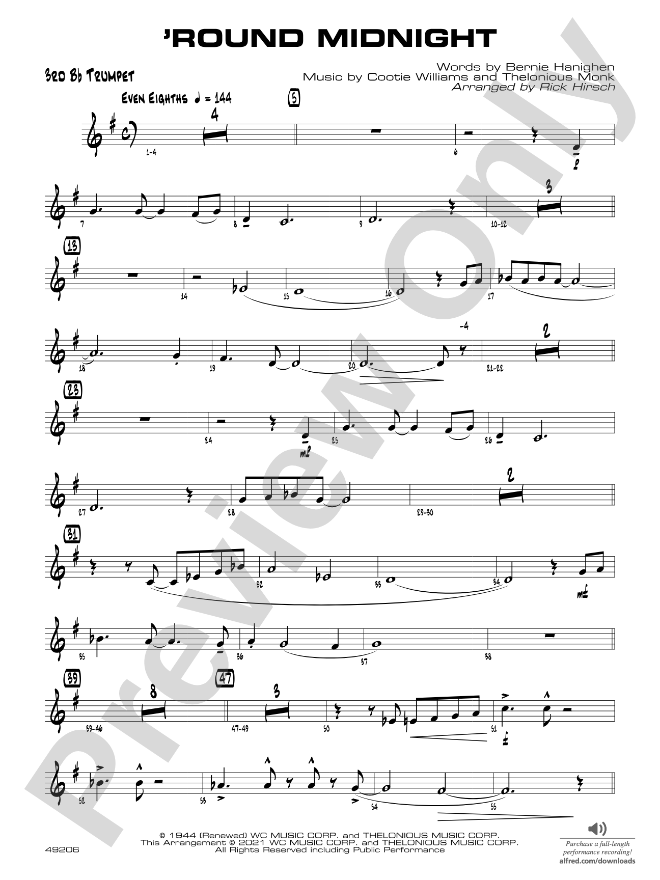 'Round Midnight: 3rd B-flat Trumpet