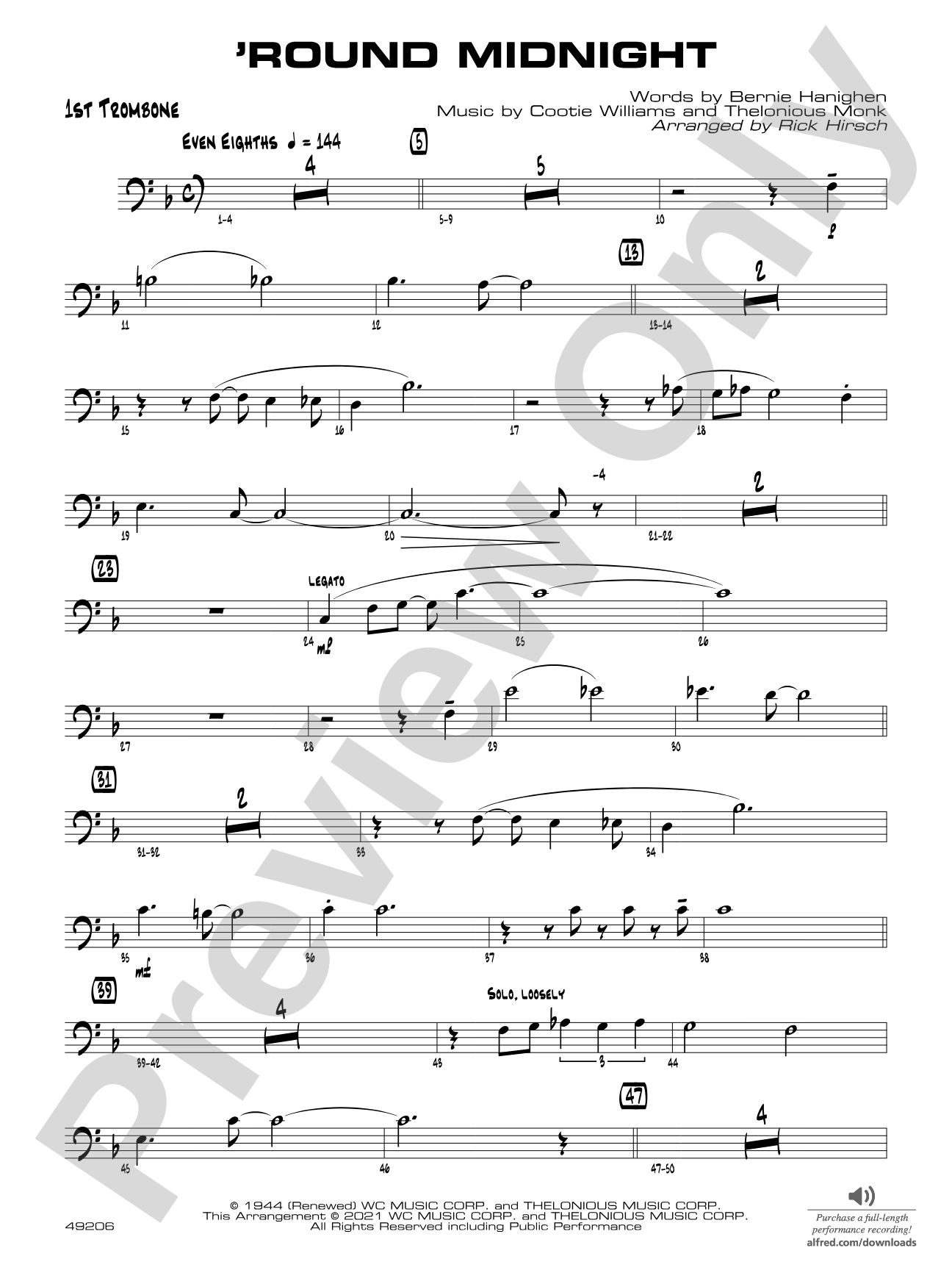 'Round Midnight: 1st Trombone