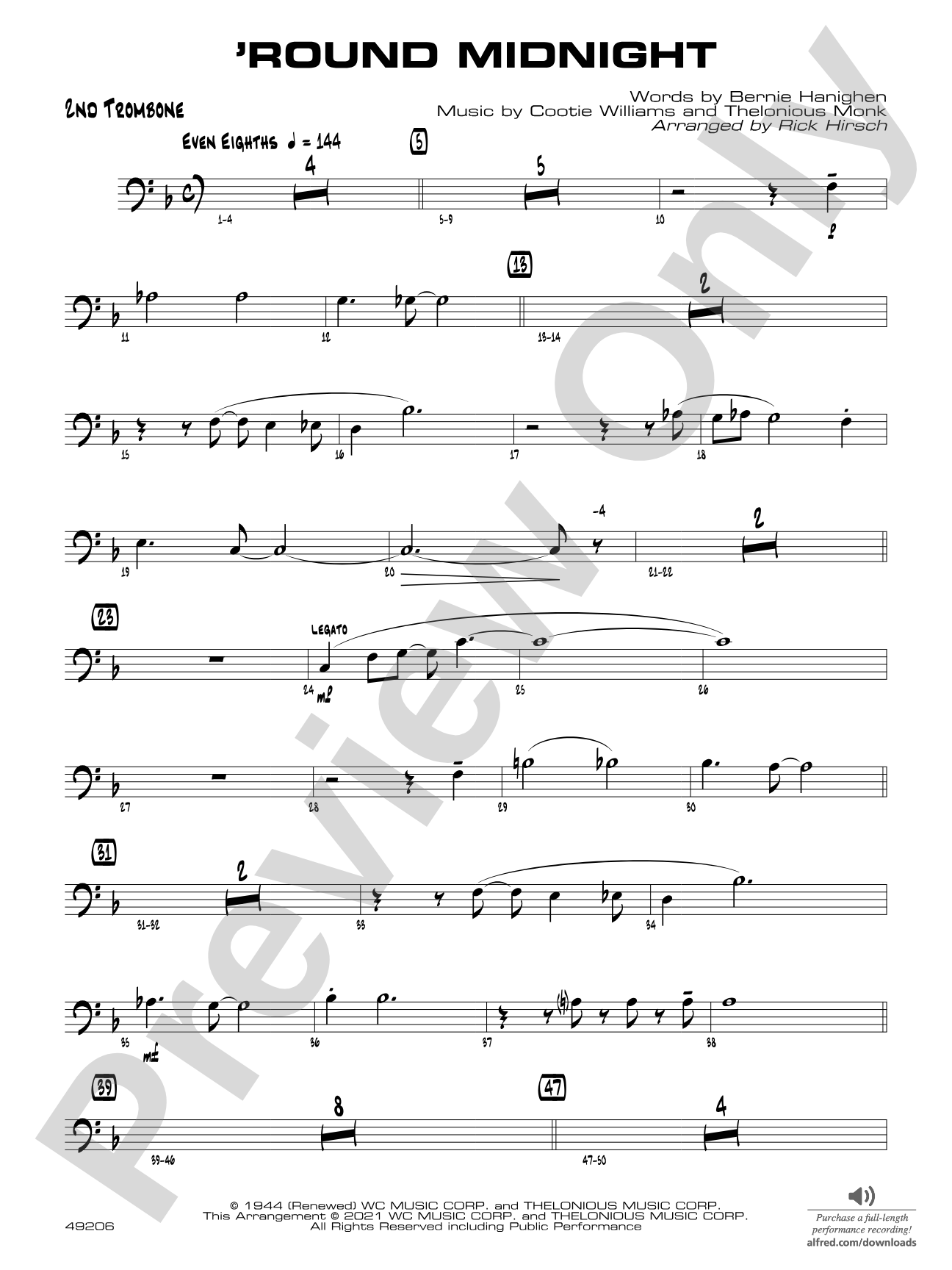 'Round Midnight: 2nd Trombone