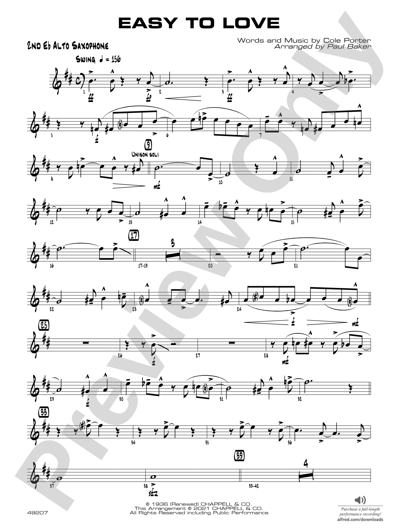 Easy to Love: 2nd E-flat Alto Saxophone