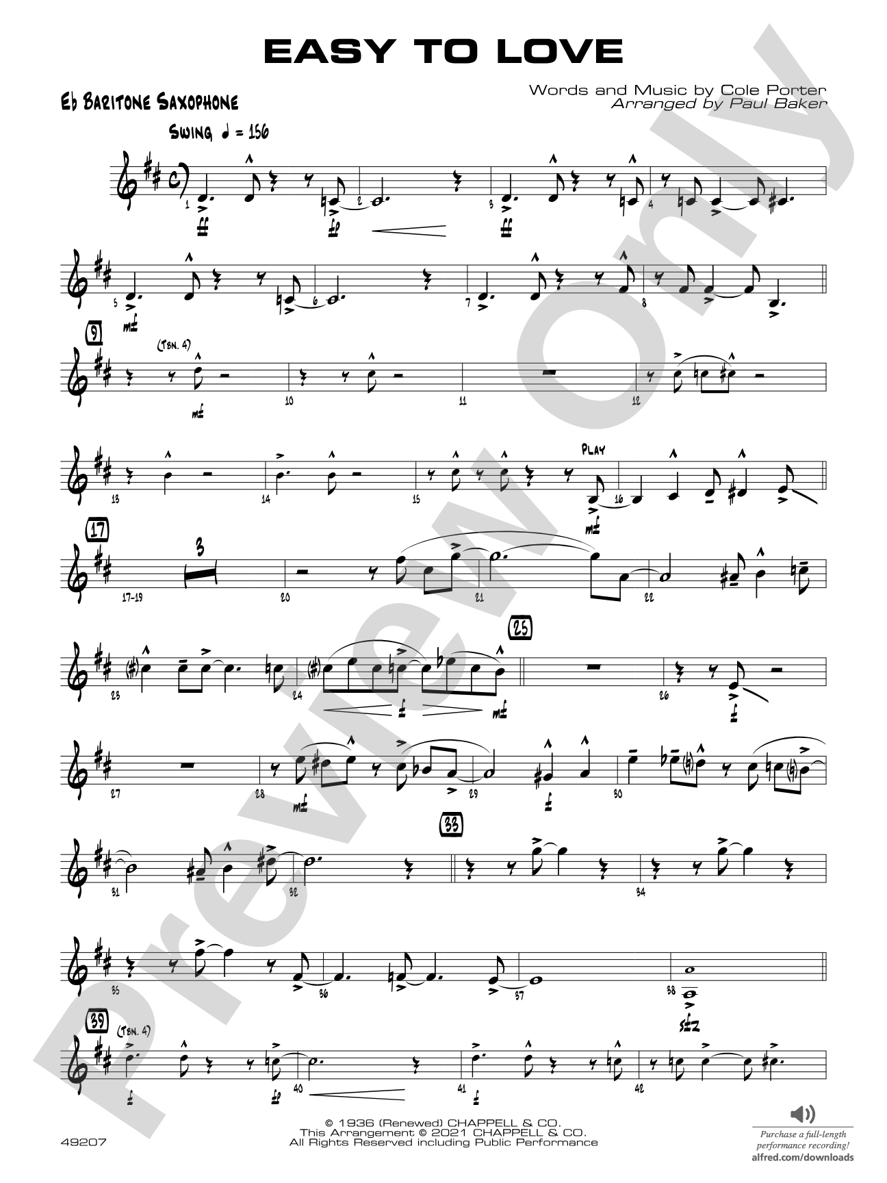 Easy to Love: E-flat Baritone Saxophone