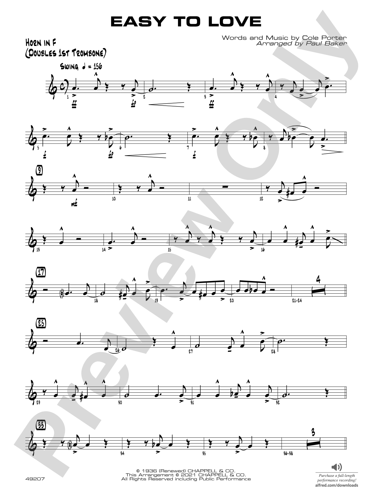 Easy to Love: 1st F Horn