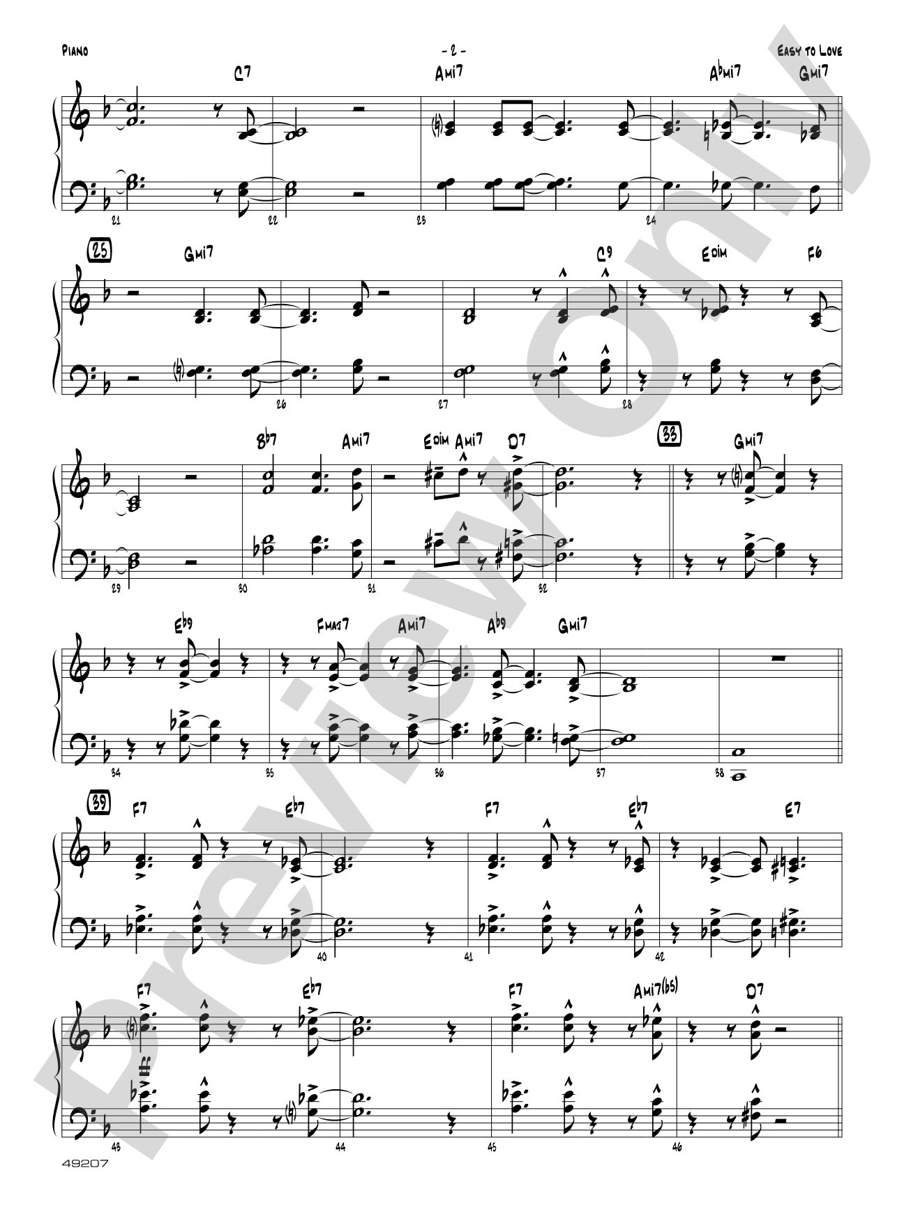Easy to Love: Piano Accompaniment