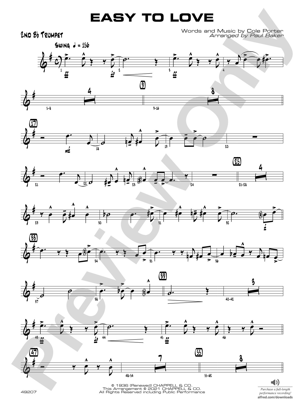 Easy to Love: 2nd B-flat Trumpet