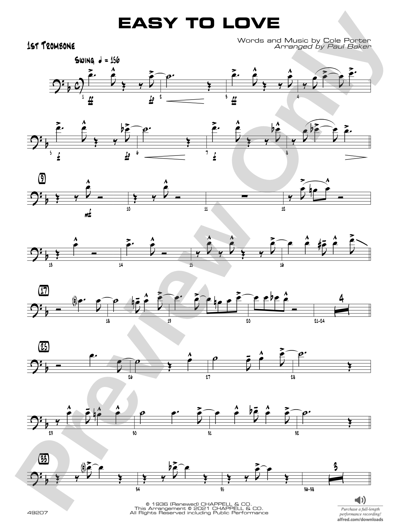 Easy to Love: 1st Trombone