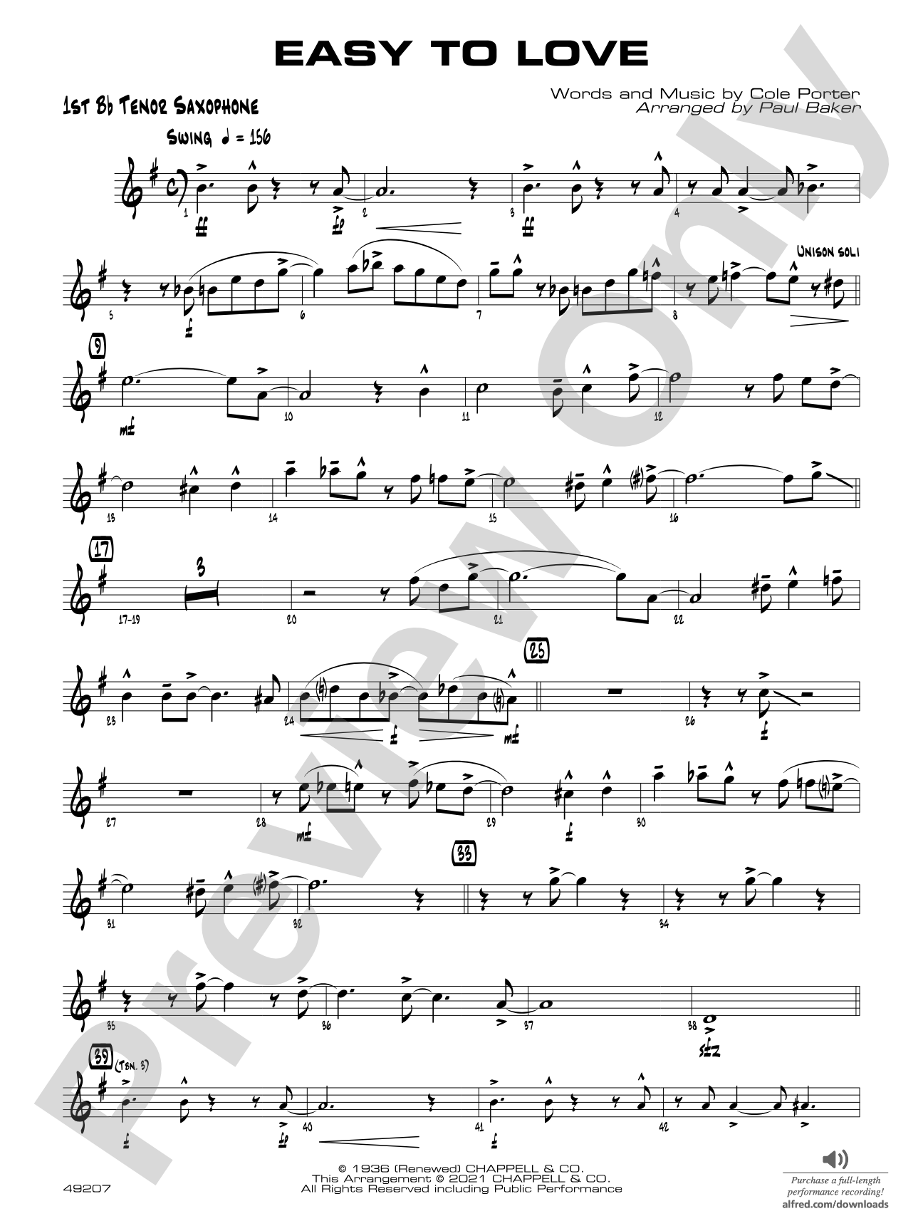 Easy to Love: B-flat Tenor Saxophone