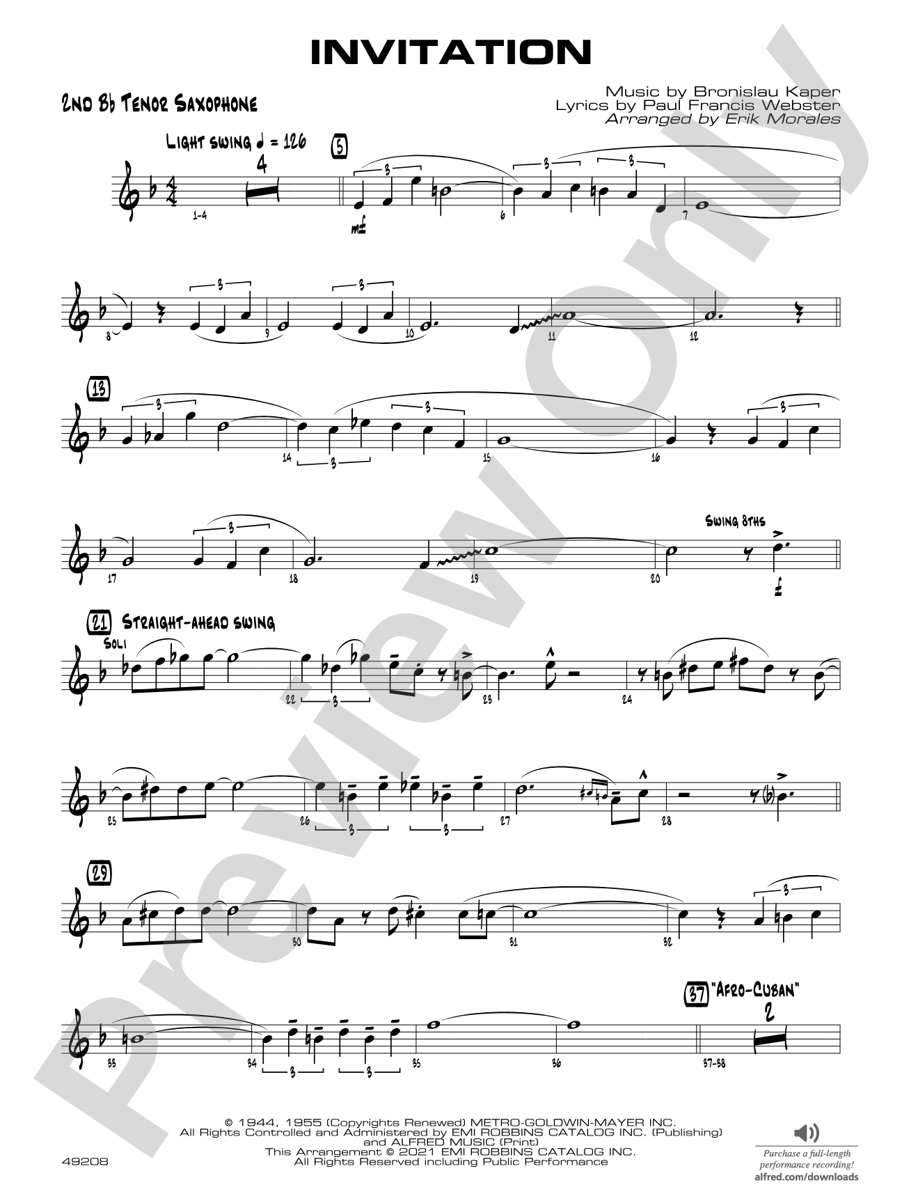 Invitation: 2nd B-flat Tenor Saxophone