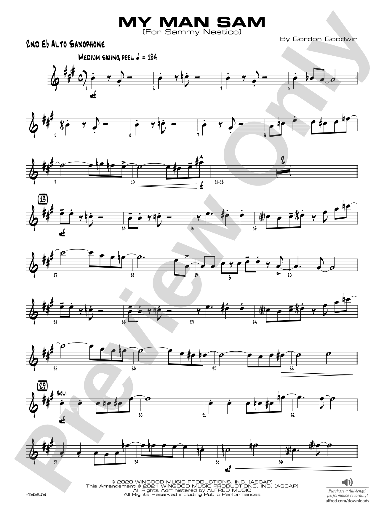 My Man Sam: 2nd E-flat Alto Saxophone