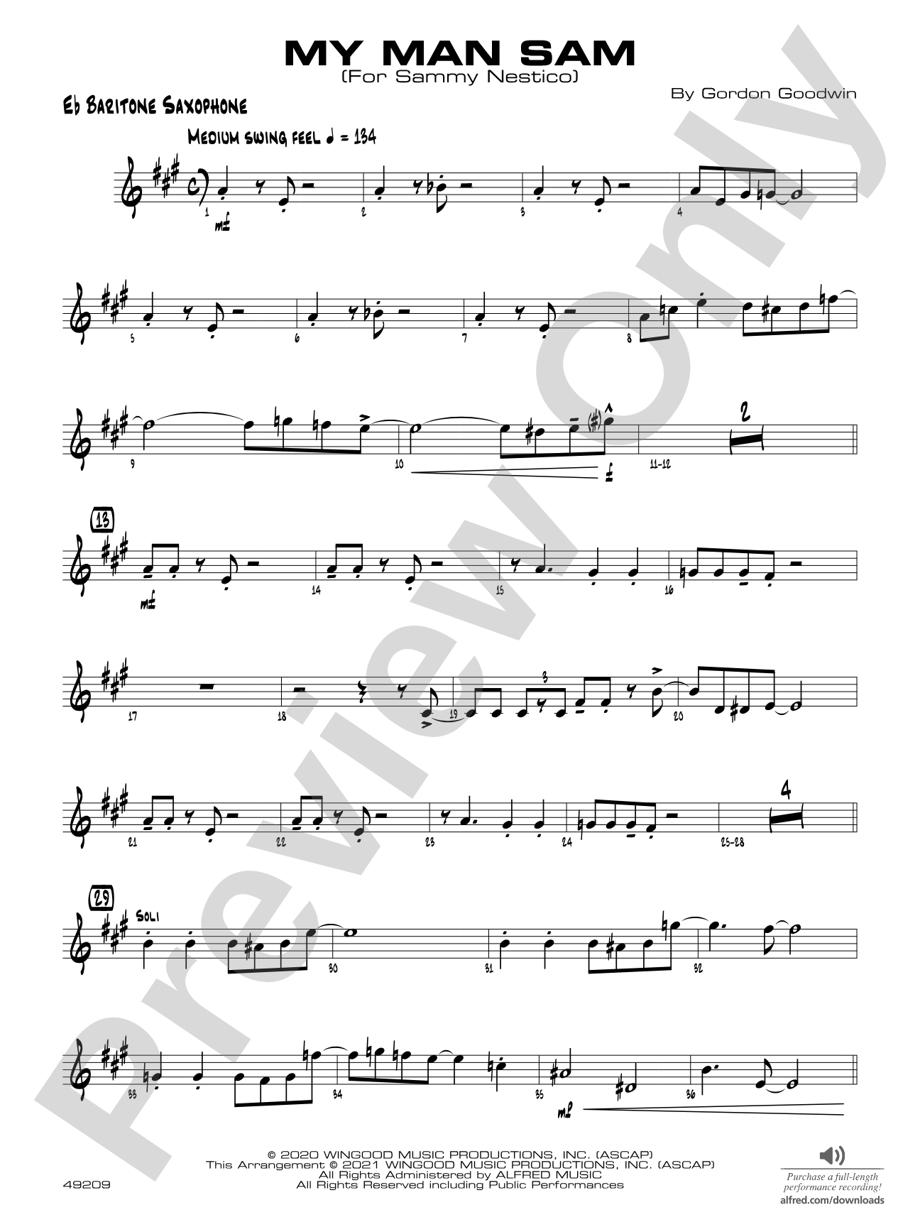 My Man Sam: E-flat Baritone Saxophone