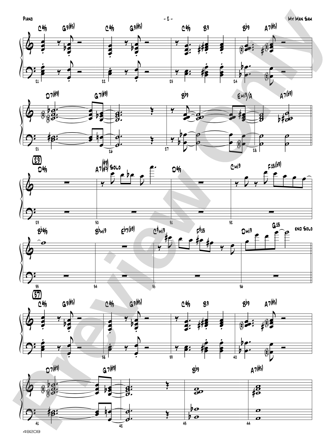 My Man Sam: Piano Accompaniment