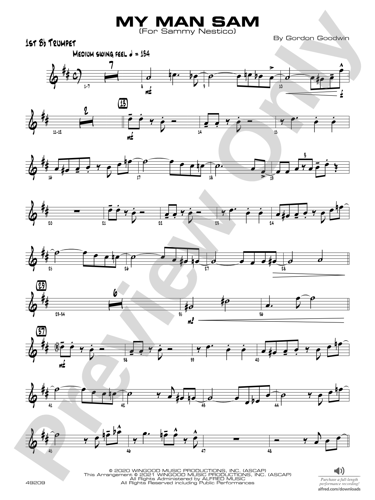 My Man Sam: 1st B-flat Trumpet