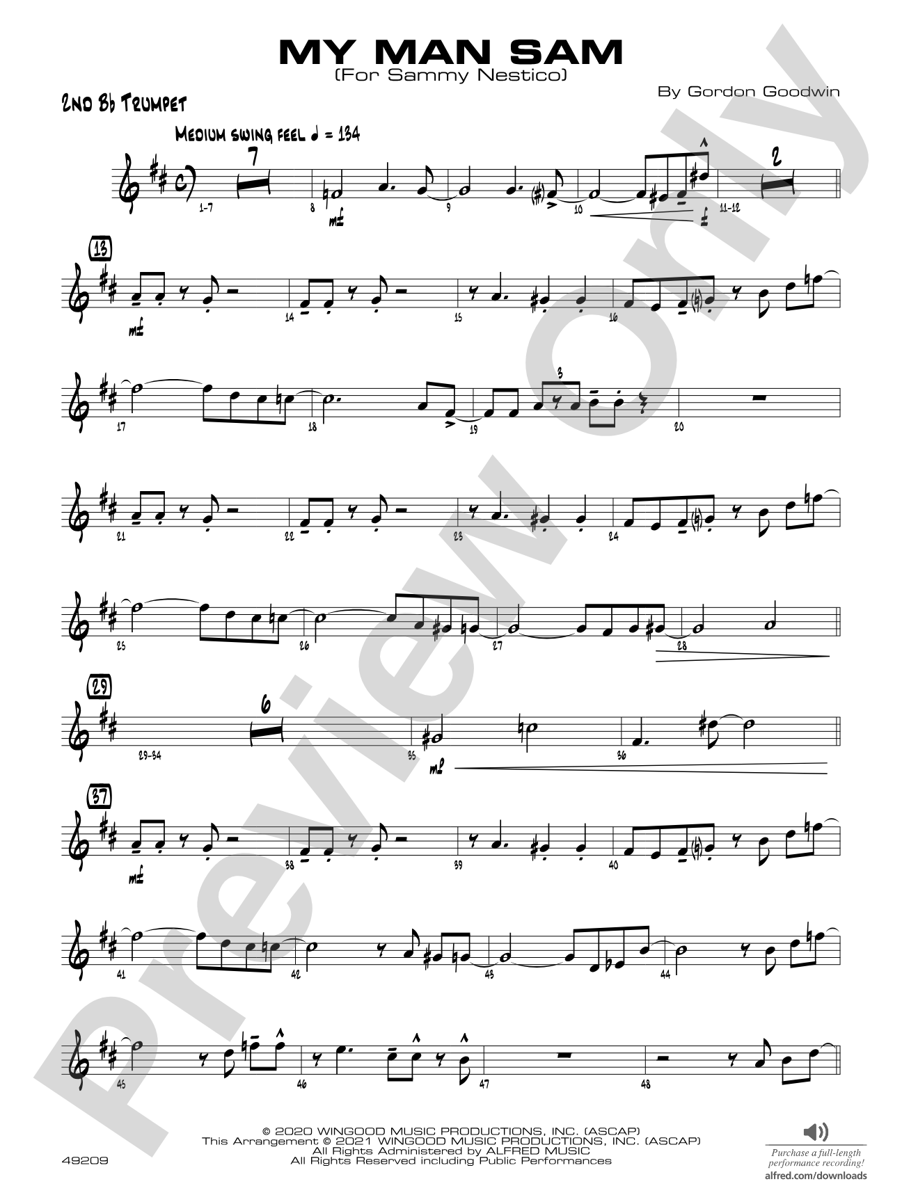 My Man Sam: 2nd B-flat Trumpet