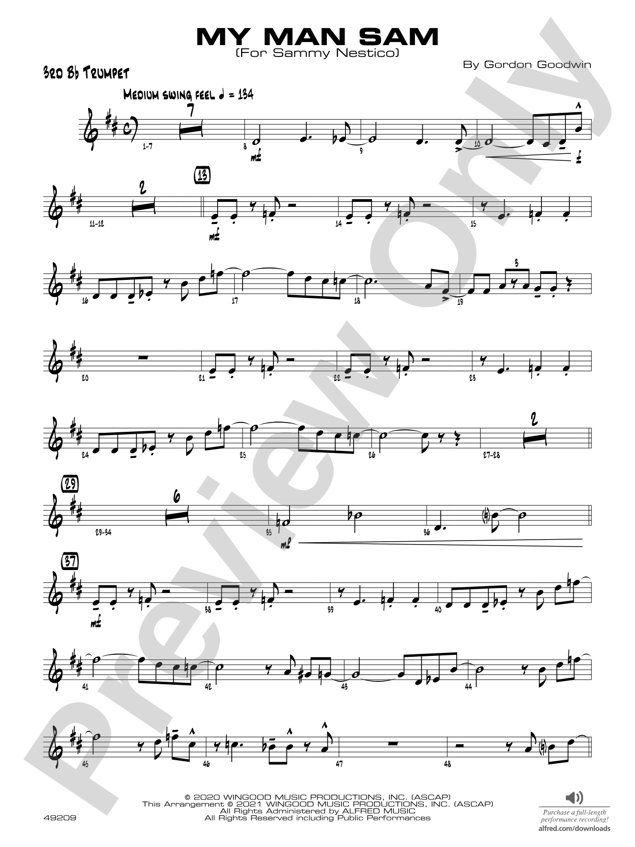 My Man Sam: 3rd B-flat Trumpet