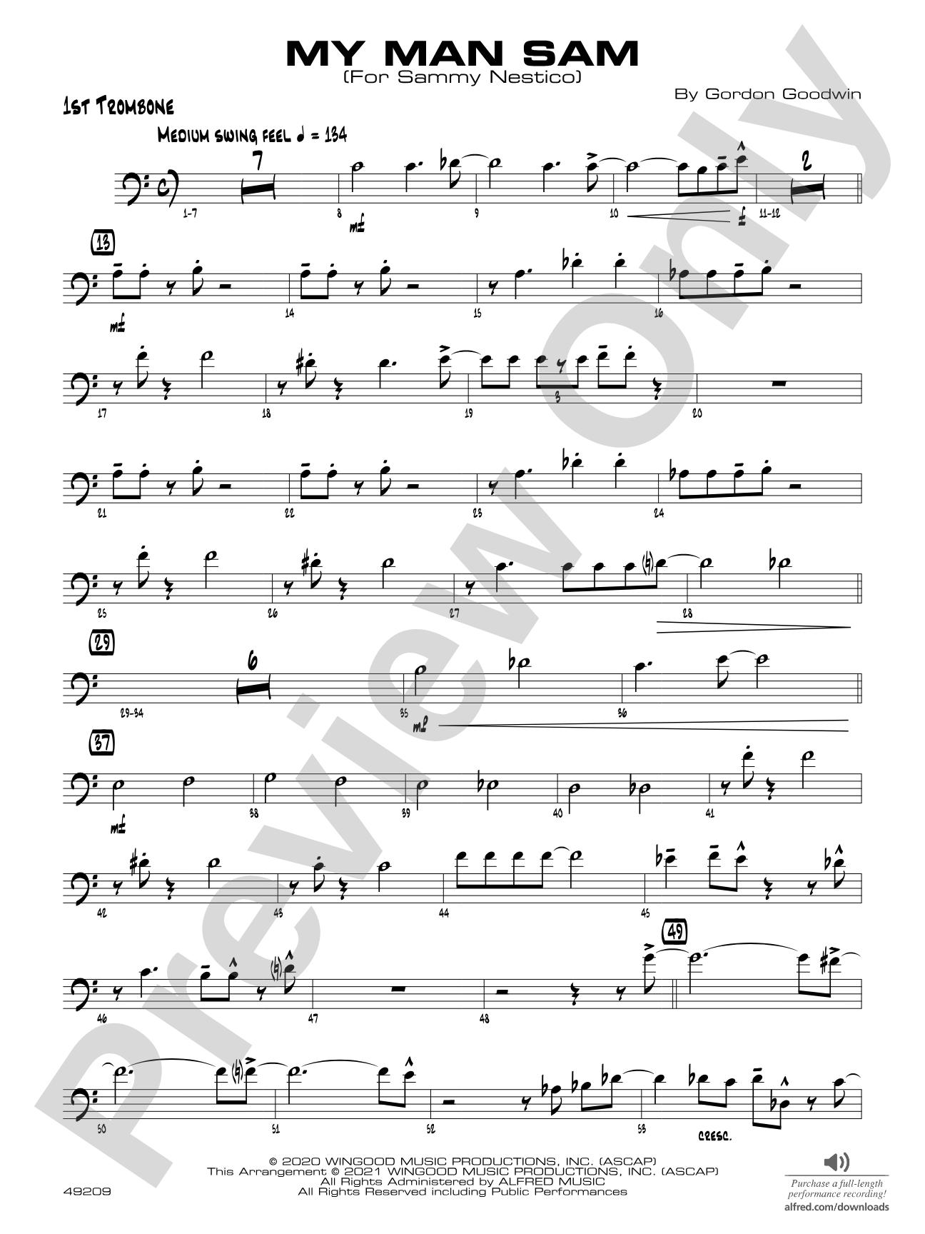 My Man Sam: 1st Trombone